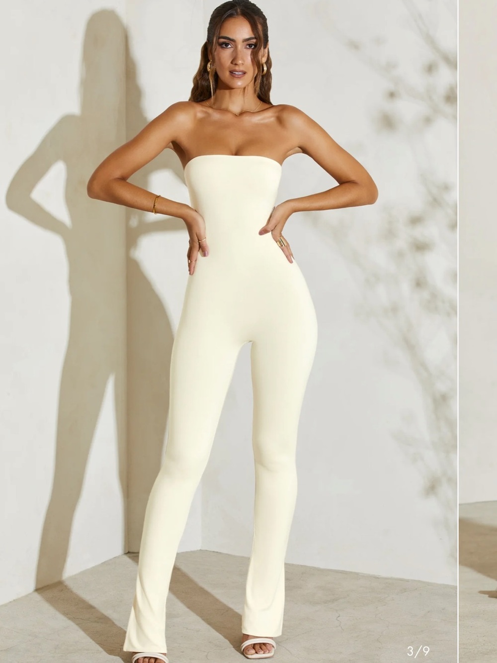 Oh Polly Strapless Cream Jumpsuit